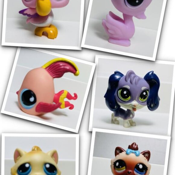 (6) Littlest Pet Shop Toys - Pelican/Kitten/Fish/Frankie Lowman Spaniel/Cat/Swan - Picture 1 of 16